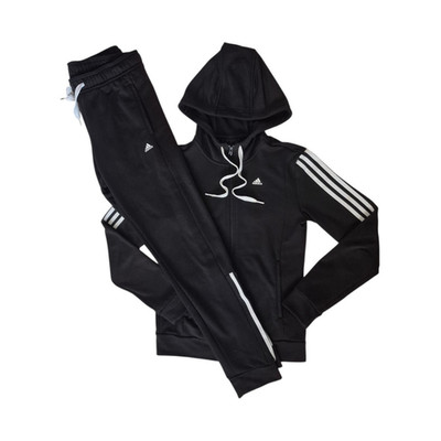 Adidas Herren Trainingsanzug schwarz S Kapuzenjacke lange Hose Logo Streifen