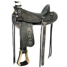 Black 15 In HILASON Western Horse Wade Saddle American Leather Ranch Roping