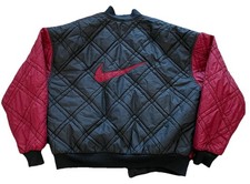 Vintage 90s Nike Reversible Quilted Puffer Bomber Jacket Size Large Swoosh Black