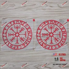 Red 6" Vegvisir Runic Compass Decal Sticker - Odin Norse Vinyl
