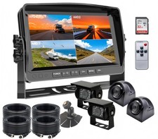 7" Monitor DVR 4x 1080P Side and Rear View Camera System for Trucks RVs Trailer