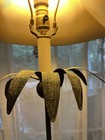 32” Monkey Under A Tropical  Palm Tree Brass Table Lamp W/ Velvet Lamp Shade — photo 3