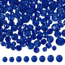 850 Pcs Acrylic Round Faceted Beads 6mm 8mm 10mm 12mm Loose Bead, Bright Blue