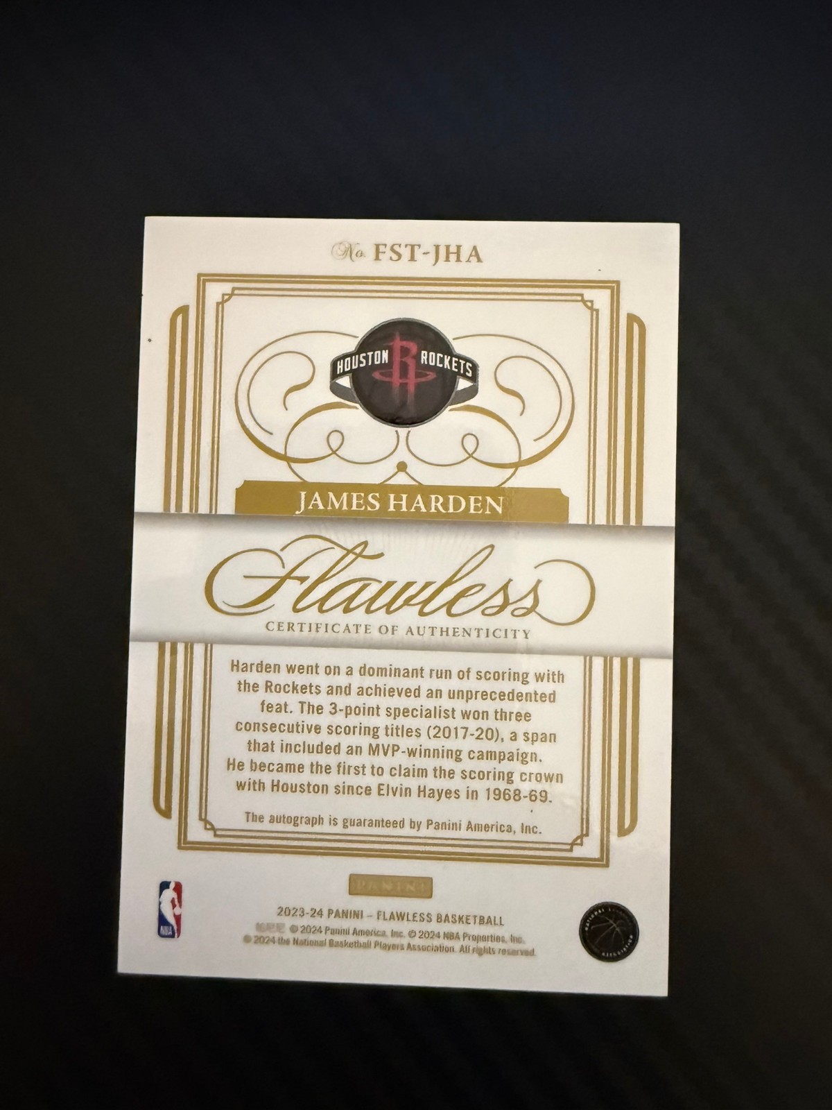 2023-24 Flawless #FST-JA James Harden scoring title auto #-25 view 2