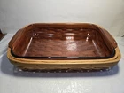 Vintage PYREX 2 Qt. 11x7x1.5” Casserole Dish #232-R With Original Wicker Basket