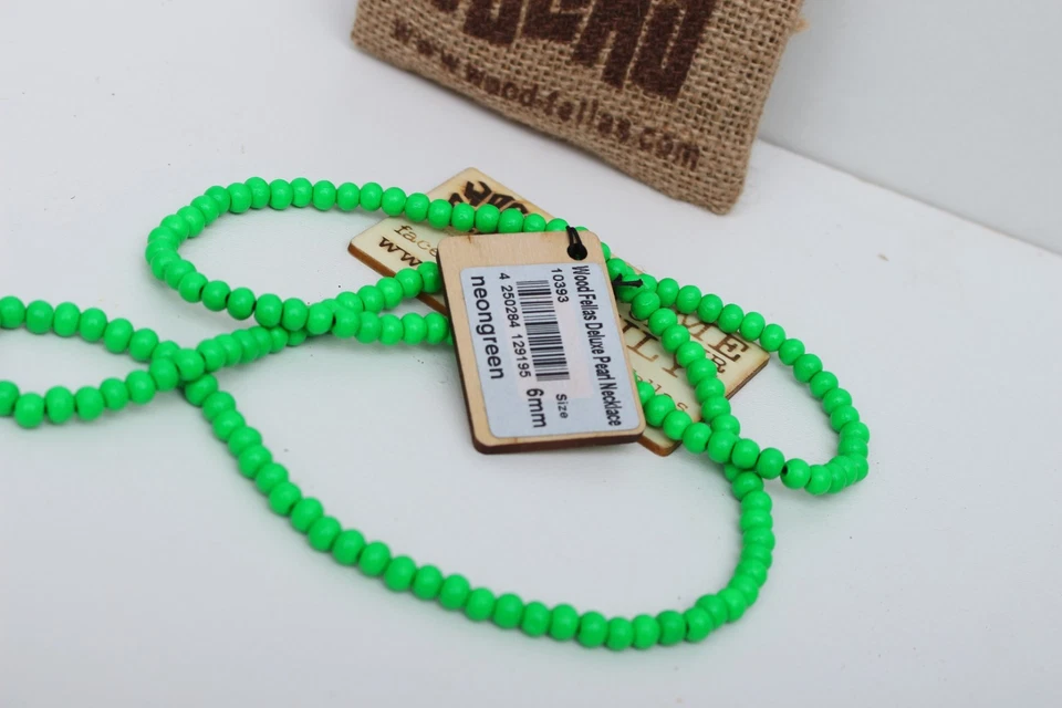 2x Vintage-Retro Holzkette Holzperlen Necklace SWAG 80er Party Grün