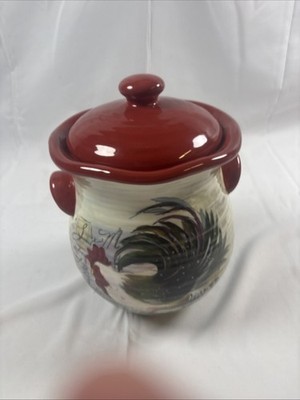 Susan Winget Certified International Le Rooster Kitchen Jar Canister 9 