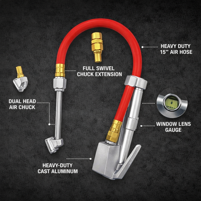 #ad Car Truck Tire Inflator with Pressure Gauge Air Chuck Rubber Hose 10 120 PSI $19.95