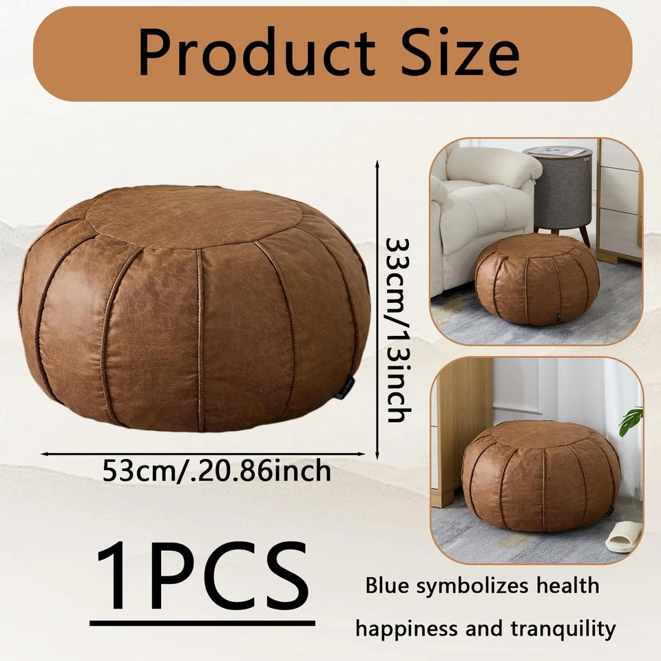 Unstuffed Runde Pouf Ottoman, Supersoft Handgefertigte Faux Dekor Pouf Ottoma... - Bild 4 von 4