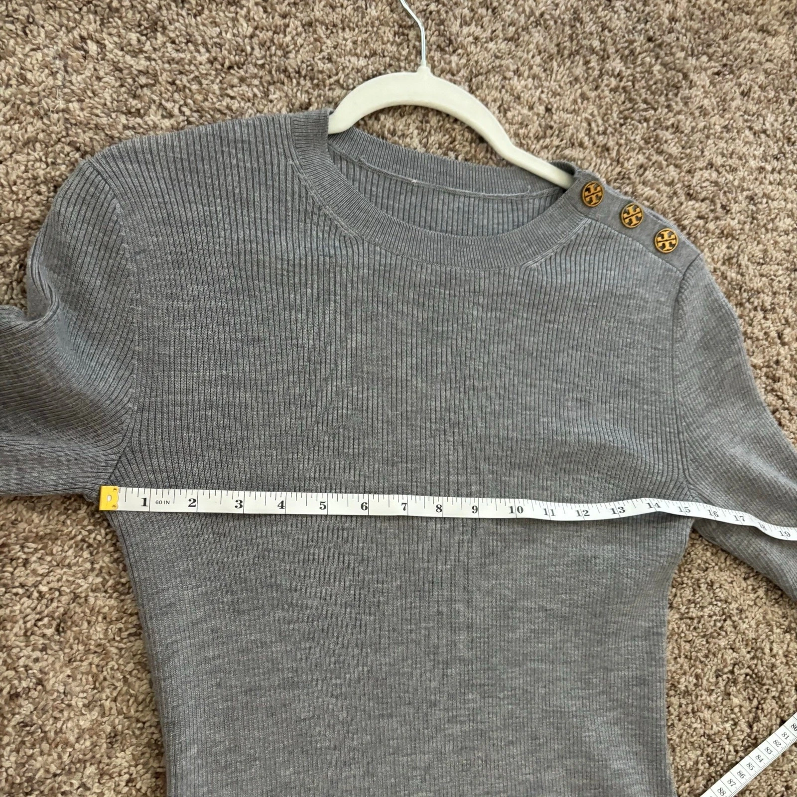 Abito maglione Tory Burch us intime ottimeioni cond lanano merinote aderent svasat manic lungao grigio t
