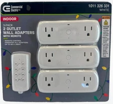 NEW 3Pcs Commercial Electric Wireless Indoor Remote Control AC/DC Adapter, White