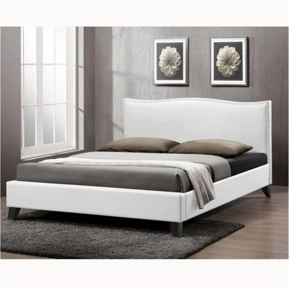 Cama plataforma queen size Baxton Studio Battersby couro sintético branca - Imagem 2 de 2