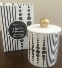 PartyLite WHITE CLOVE Scented Candle In Decor...