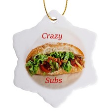 3dRose "Crazy for Subs" Large Sub Sandwich Photo Snowflake Ornament 3-Inch