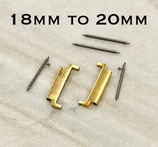 18mm to 20mm Watch Strap Connector Adapter – Stainless Steel, Brushed Gold