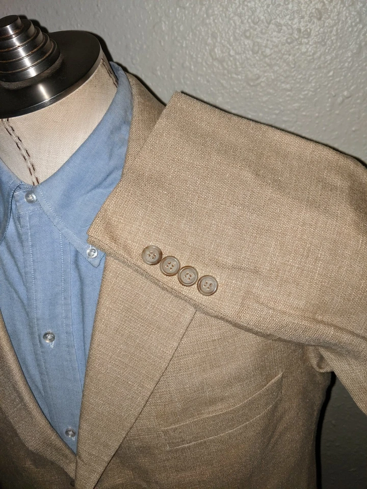 Blazer Abrigo Deportivo Chaqueta 42R Brooks Brothers Beige Lana Seda 4 TEMPORADAS  Foto 3 de 4