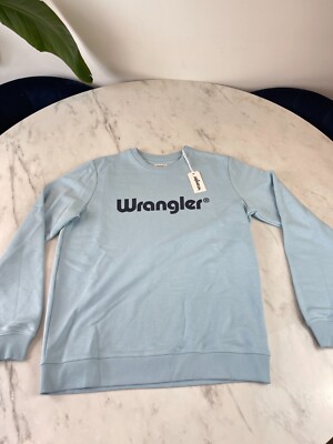 Wrangler - Big Spellout Print Crew Regular Sweatshirt Pullover Oberteil Babyblau - S