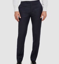 190 Calvin Klein 32W 30L Men's Slim Fit Blue Tuxedo Trousers Flat Front Pants
