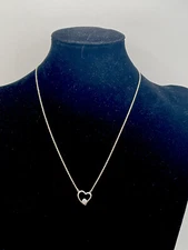 VTG Sterling Silver - BOMA Heart Pendant With CZ Adjustable Necklace 18”L