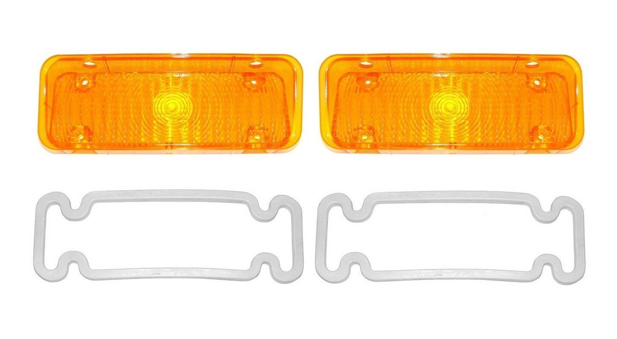 1971-1972 Chevy C10 C20 Blazer Suburban Amber Park Light Lens – Pair With Gaskets – OEM Style