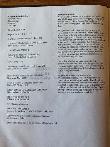 Collins German Dictionary Complete & Unabridged Large Hardcover 2000+ Pages - Picture 7 of 9