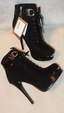 Bej ankle BOOTS black suede boot shoe SZ 37 NEW