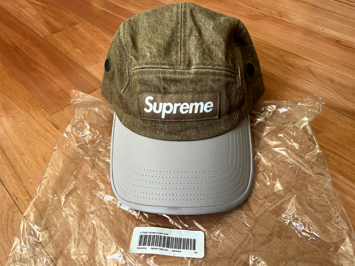 Supreme 2-Tone Denim Camp Cap/Hat - Brown - SS20 | eBay