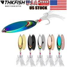 THKFISH 5pcs Fishing Lures Fishing Spoons Trout Lures Bass Lures Hard Metal US