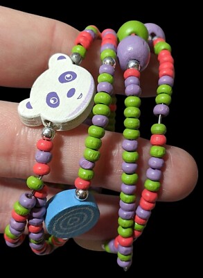 Candycore Rainbow Panda Beaded Coil Bracelet | eBay