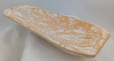 Carved Wood Treen Dough Bowl Tray White Painted Rustic Distressed New 19"
