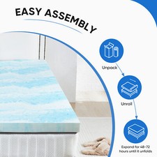 2/3 Inch Thick Gel Infused Memory Foam Mattress Topper - Universally Compatible