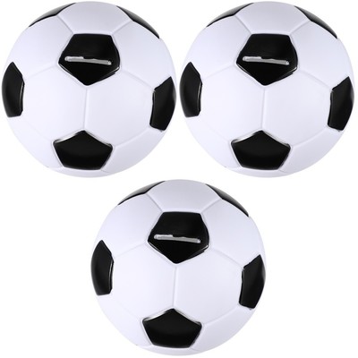 3pcs Compact Saving Pot Vinyl Piggy Bank Football Form Desk Coin Container