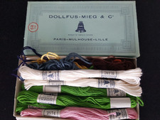 Boite 7 écheveaux de retors à broder DMC 4 - N° 2932 - mercerie DOLLFUS-MIEG