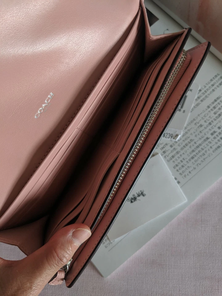 Genuine Coach Signature PVC Slim Envelope Wallet Khaki Blush 2 Pink F54022 - Image 4 of 4