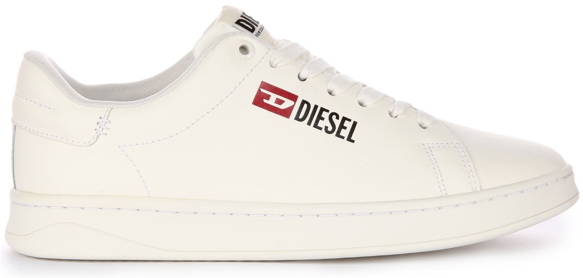 ☆ DIESEL ☆ S-Athene Low スニーカー 送関込 Diesel S-Athene Low In White Lc Up D Logo Side Mens Sneaker