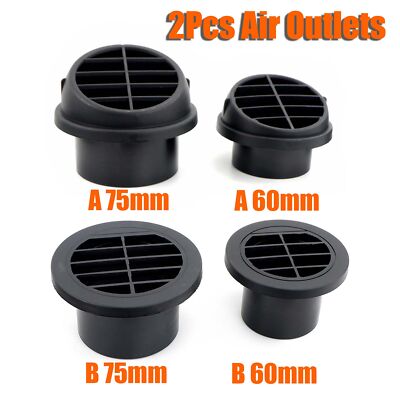 2x 60mm / 75mm Air Vent Outlet Diesel Heizung Kanal Rohr Kanal Schlauch DE