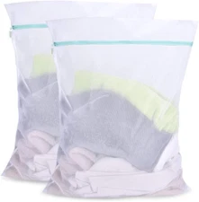 Mesh Laundry Bag for Delicates 2 Pack Garment Wash Bag 24 x 32 inch Zippered ...