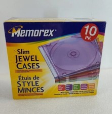 Memorex  10-pk CD/DVD Slim Jewel Cases Multi-Colors BRAND NEW SEALED