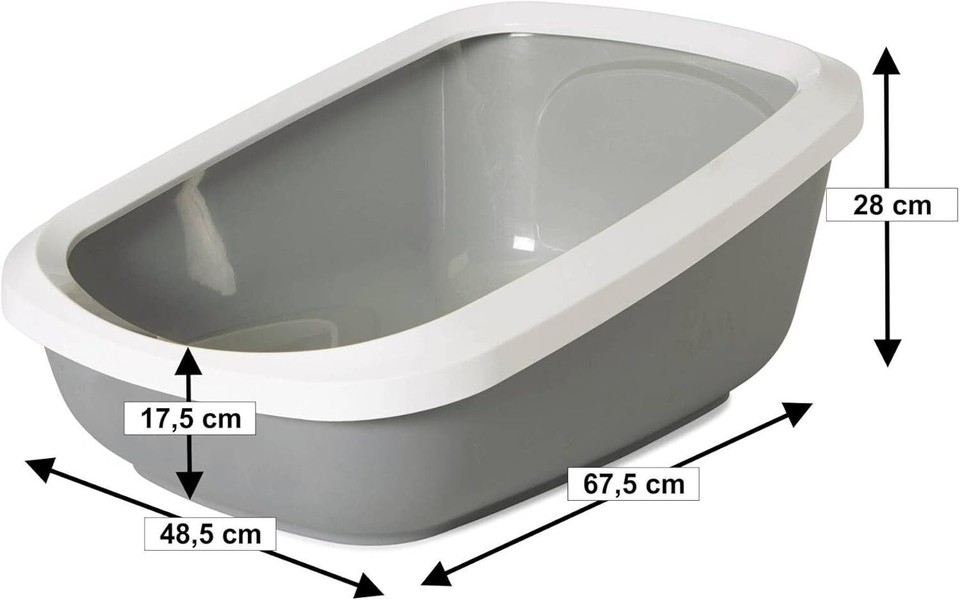 Savic Aseo Jumbo Cat Litter Tray with High Rim 67.5cm, Light Grey