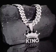 Hip Pop Crown With King Pendant Chunky Iced Out Pendant Bling Rapper Gift