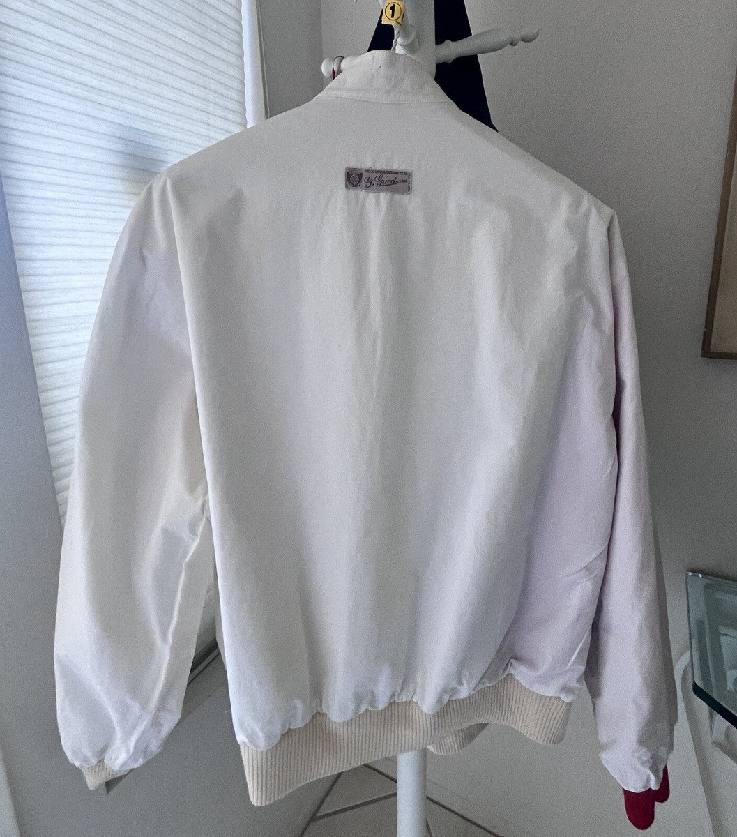 Vintage Gucci Men's white/red Zipper Bomber Jacket 100 Vintage Gucci Men's white/red Zipper Bomber Jacket 100