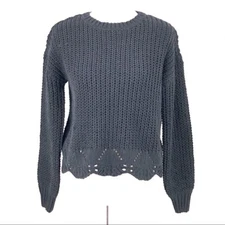 Wynter Black Round Neck Long Sleeve Sweater Top