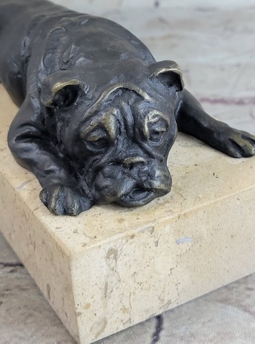 Bronze Sculpture Hand Made Statue Animal English Bulldog Dog Animal Figurine NR - Picture 8 of 10