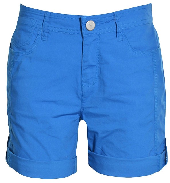 Women's DKNY Roll Tab Bermuda / Walking Shorts 98 Cotton 2 Spandex Blue