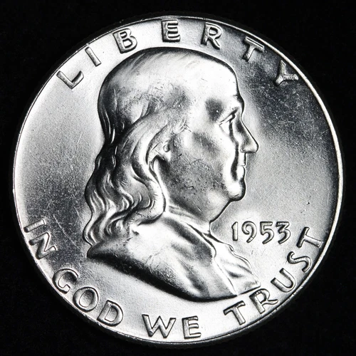 GEM BU UNCIRCULATED UNC MS 1953 SILVER FRANKLIN HALF DOLLAR BRILLIANT LUSTER