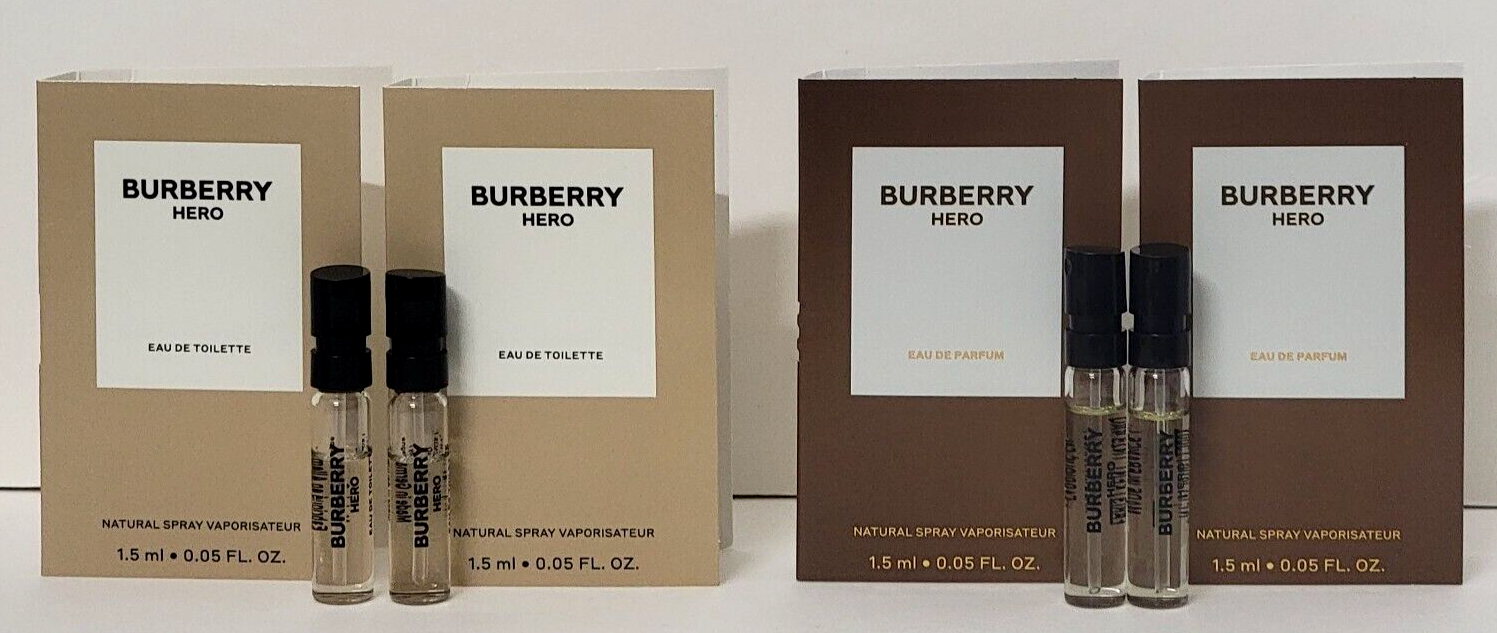 2 - BURBERRY HERO EDP + 2 - BURBERRY HERO EDT 0.05 oz Carded Spray 