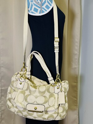 COACH Kristin Lurex Champagne Woven Hobo Shoulder Bag Purse 16806