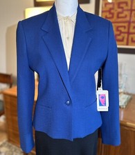 80s Vintage Blazer Prophecy Wool Blue Jacket Made in USA Vintage Suit Jacket S/M