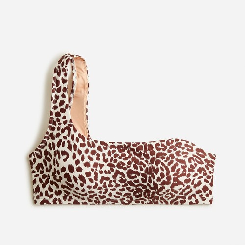 J Crew Swimwear One Shoulder Bikini Top in Leopard Print Swimsuit, Size 22 2X - Picture 2 of 6