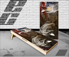 Ghost Musky Fishing Flag Wood Cornhole Boards Bean Bag Toss Game